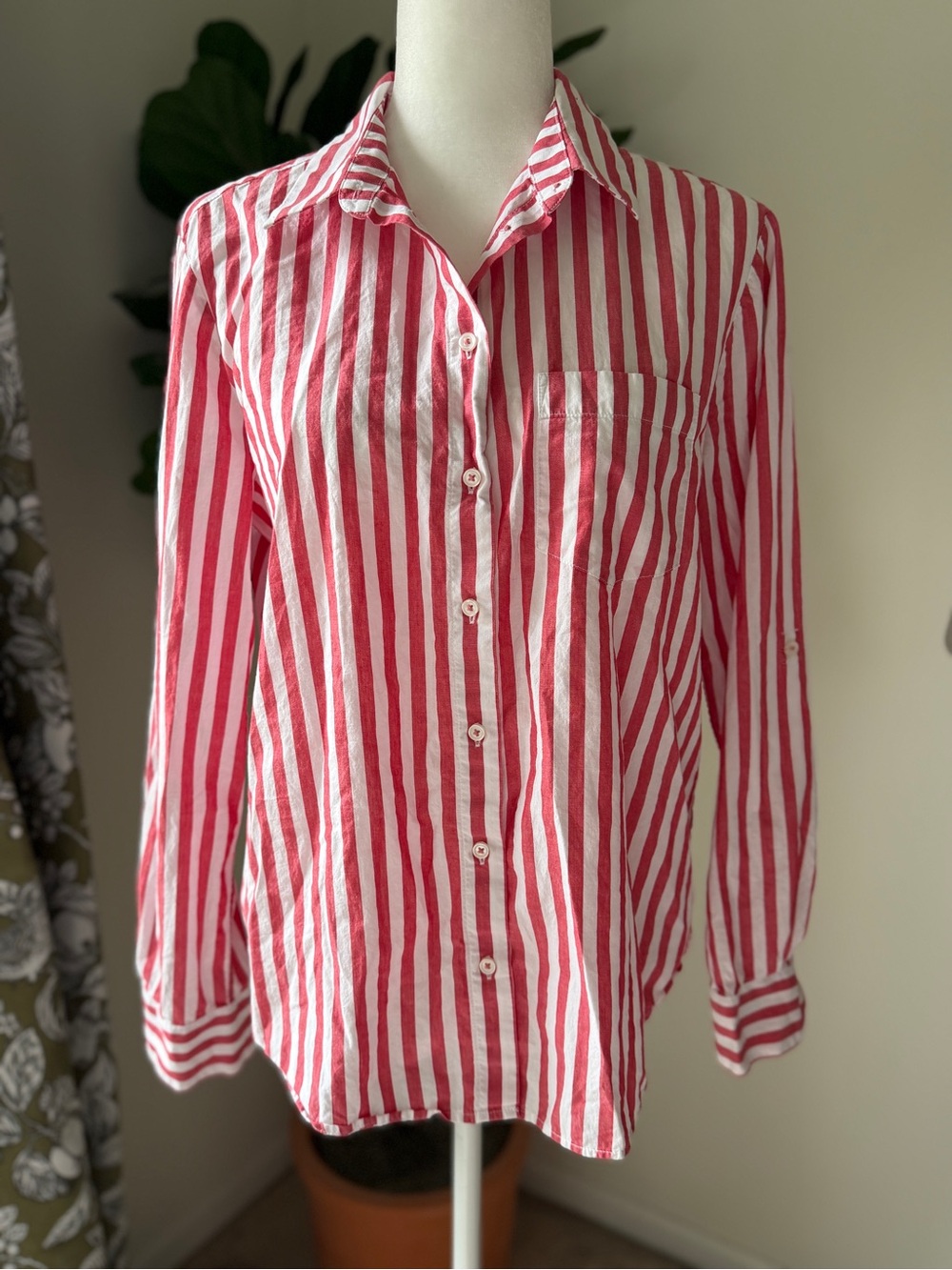 Serra Red and White Striped Cotton Shirt